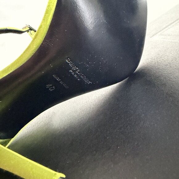 NEW SAINT LAURENT Dive Sandal Heels Pea Green SZ 40 - Picture 7 of 9